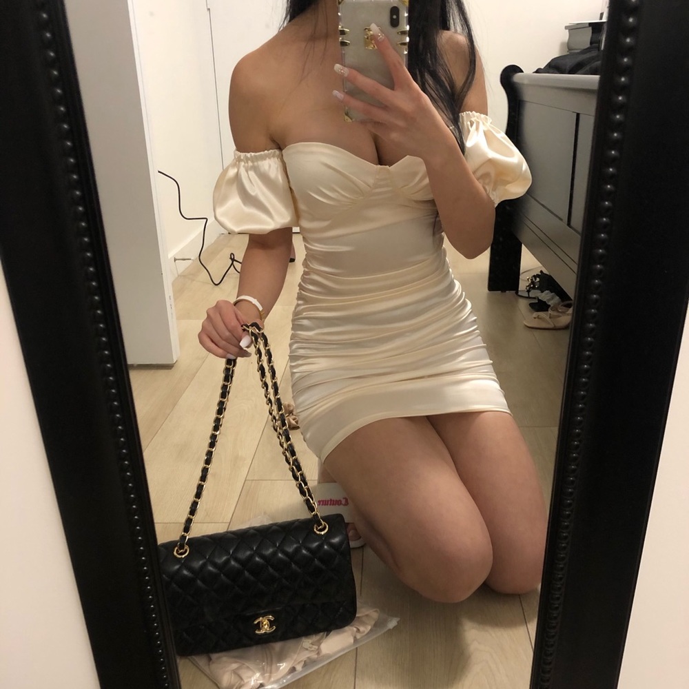 SILKY Champagne Princess Style Mini Bodycon Dress